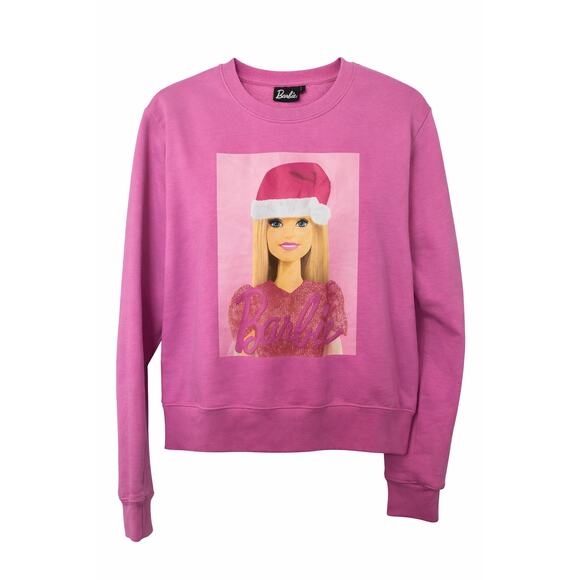 Barbie Tops - Barbie Pink Christmas Graphic Cropped Sweatshirt | Tag L Holiday Crewneck